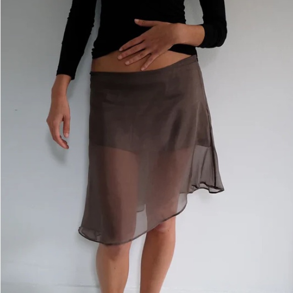 Elif Bambi Brown Silk Skirt
